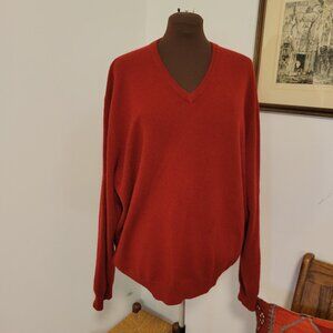 Men's Vintage Club Room Red V-neck 100% Cashmere Sweater